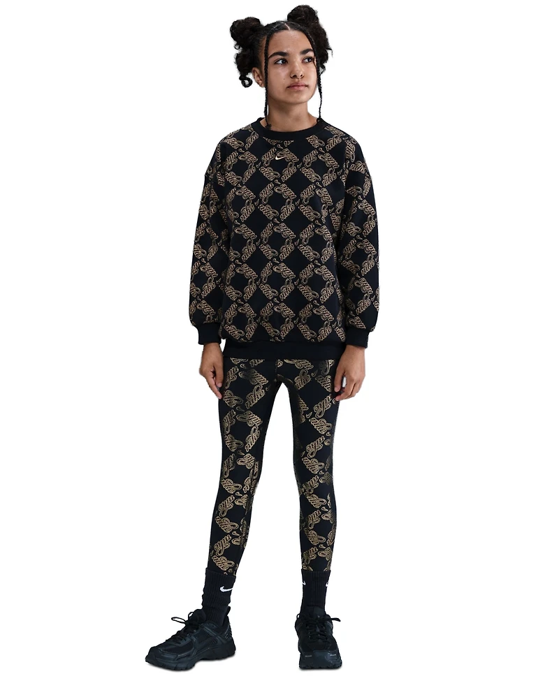 Nike Girls 7-16 Oversized Fleece Crewneck Sweatshirt