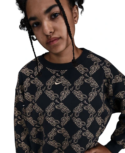 Nike Girls 7-16 Oversized Fleece Crewneck Sweatshirt
