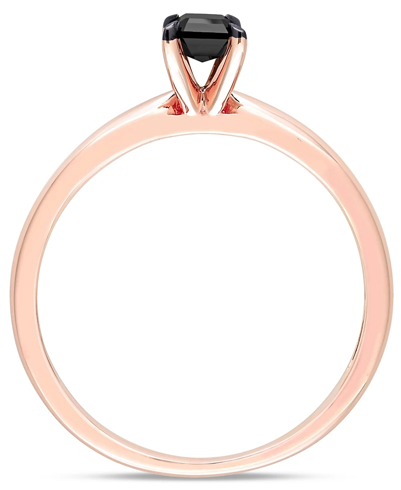 Macy's Emerald Cut Black Diamond Solitaire Engagement Ring (1/2 ct. t.w.) 14K Rose Gold