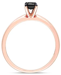 Macy's Emerald Cut Black Diamond Solitaire Engagement Ring (1/2 ct. t.w.) 14K Rose Gold