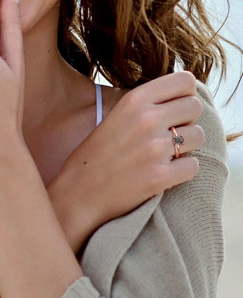 Macy's Oval Black Diamond Solitaire Engagement Ring (1 ct. t.w.) 14K Rose Gold