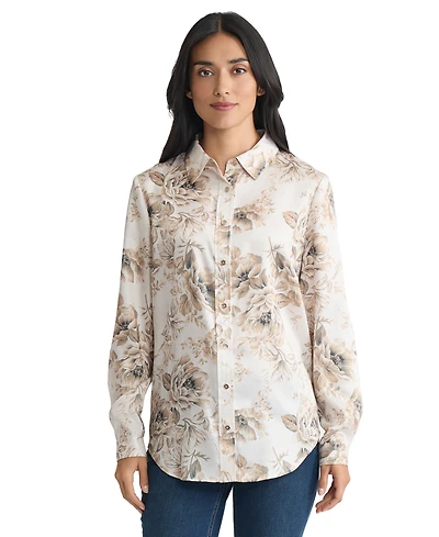 Jones New York Petite Long Sleeve Button Front Shirt