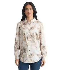 Jones New York Petite Long Sleeve Button Front Shirt