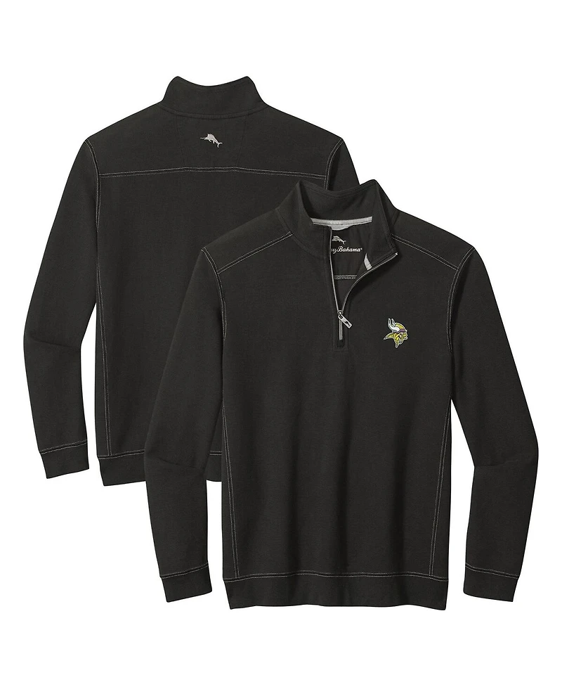 Tommy Bahama Men's Black Minnesota Vikings Big Tall Montego Bay Half-Zip Pullover Hoodie