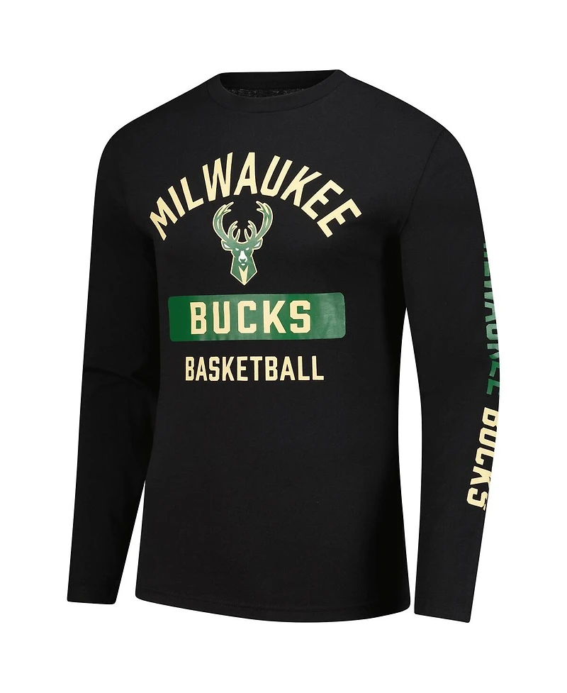 Fanatics Men's Black Milwaukee Bucks Long Sleeve T-Shirt