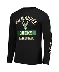 Fanatics Men's Black Milwaukee Bucks Long Sleeve T-Shirt