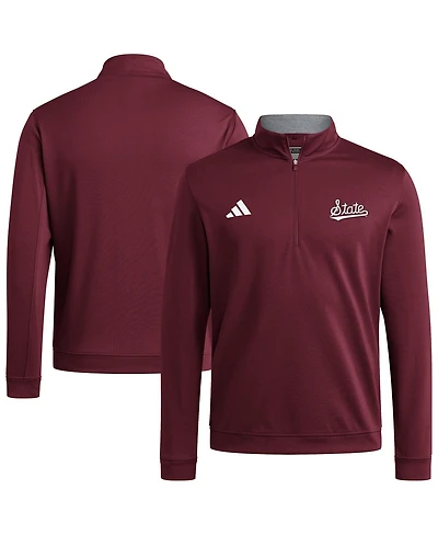 Adidas Men's Maroon Mississippi State Bulldogs Elevated Tri-Blend Quarter-Zip Pullover Sweatshirt