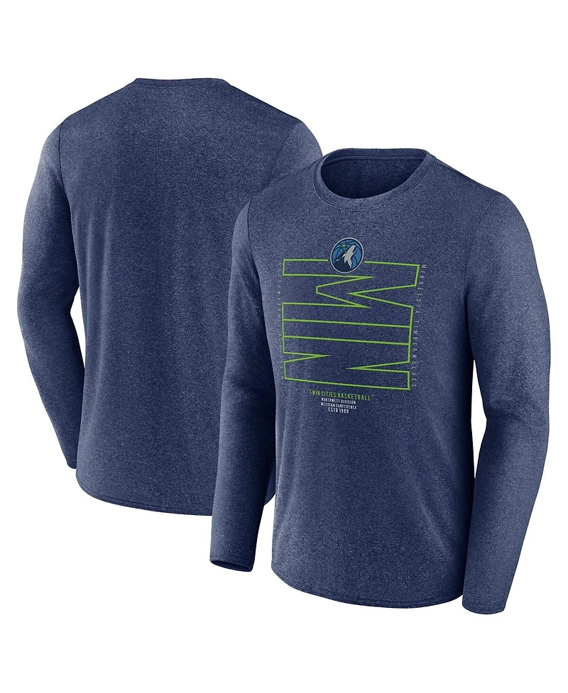 Fanatics Men's Heather Navy Minnesota Timberwolves Game Point Long Sleeve T-Shirt