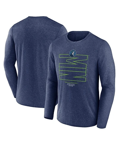 Fanatics Men's Heather Navy Minnesota Timberwolves Game Point Long Sleeve T-Shirt