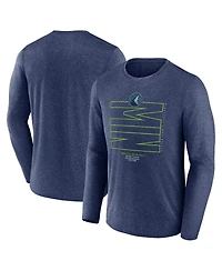 Fanatics Men's Heather Navy Minnesota Timberwolves Game Point Long Sleeve T-Shirt