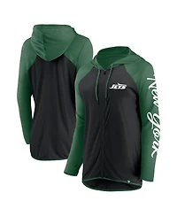 Fanatics Women's Black/Green New York Jets Script Full-Zip Hoodie