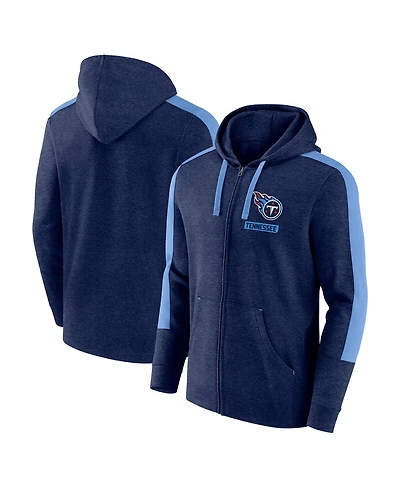 Fanatics Men's Heather Navy Tennessee Titans Gains Full-Zip Hoodie