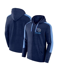 Fanatics Men's Heather Navy Tennessee Titans Gains Full-Zip Hoodie