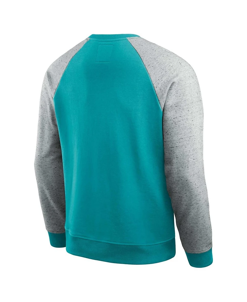 Darius Rucker Collection by Fanatics Men's Aqua/Heather Gray Miami Dolphins Colorblock Pullover Sweatshirt