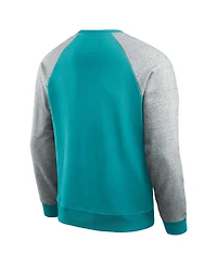 Darius Rucker Collection by Fanatics Men's Aqua/Heather Gray Miami Dolphins Colorblock Pullover Sweatshirt
