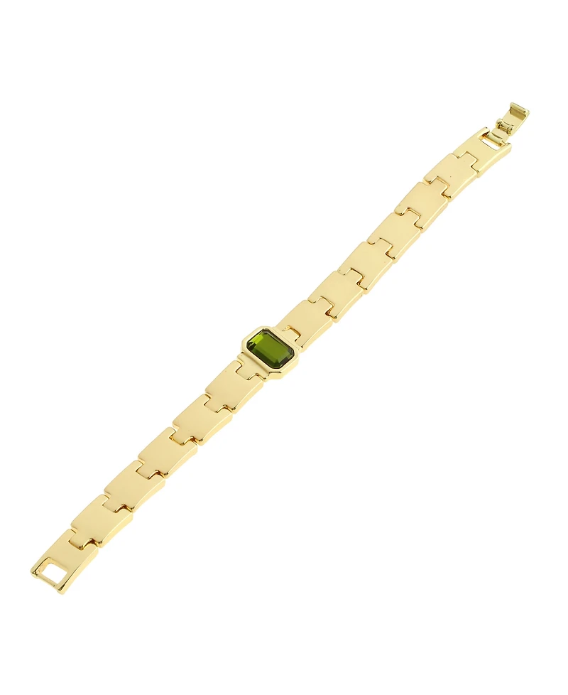 Steve Madden Olivine Gem Watch Chain Bracelet