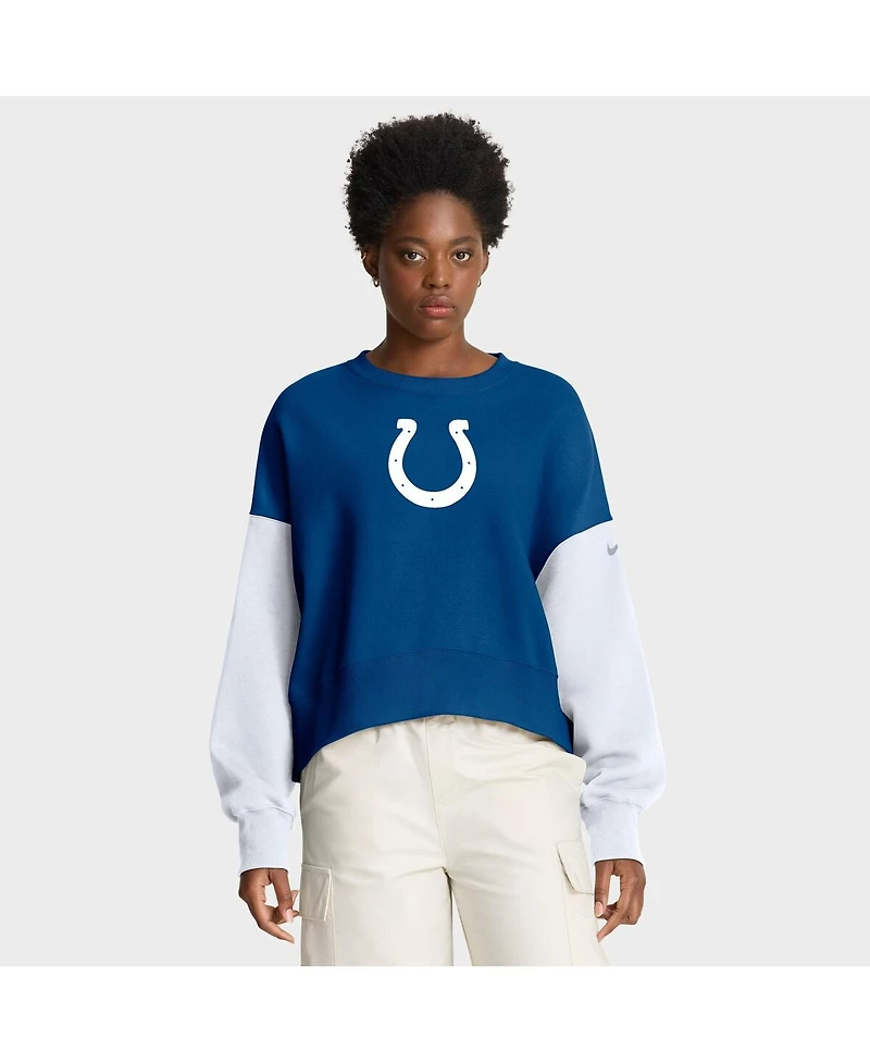 Nike Women's Royal Indianapolis Colts Oversized Color-Block Pullover Sweatshirt
