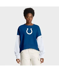Nike Women's Royal Indianapolis Colts Oversized Color-Block Pullover Sweatshirt
