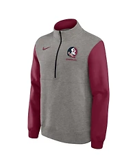 Nike Men's Heather Gray/Garnet Florida State Seminoles Club Fleece Half-Zip Pullover Sweatshirt