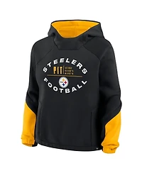Fanatics Women's Black Pittsburgh Steelers Oversized Redzone Bubble Screen Pullover Hoodie