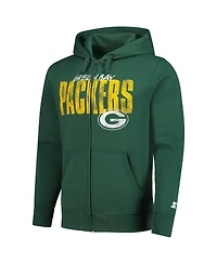 Starter Men's Green Bay Packers Distressed Classic Full-Zip Hoodie