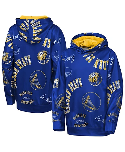 Outerstuff Big Boys and Girls Royal Golden State Warriors Moving Violation Hoodie