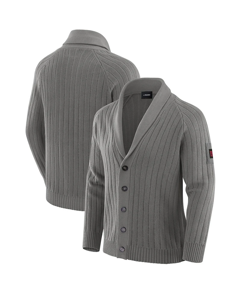 J. Palmer Men's Graphite New York Giants the Playmaker Cardigan Raglan Sweater