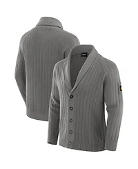 J. Palmer Men's Graphite Pittsburgh Steelers the Playmaker Cardigan Raglan Sweater