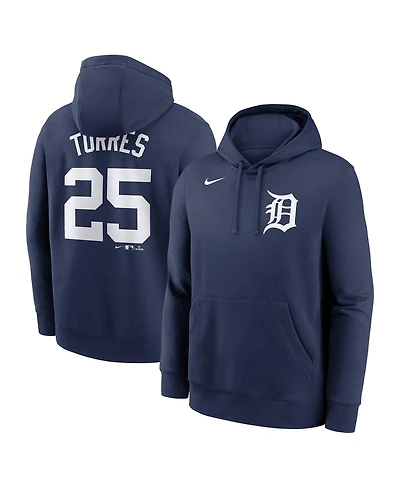 Nike Men's Gleyber Torres Navy Detroit Tigers Player Name Number Club Fleece Pullover Hoodie