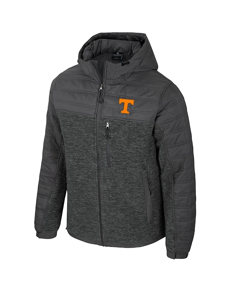 Colosseum Men's Charcoal Tennessee Volunteers Nightman Full-Zip Hoodie Puffer Jacket