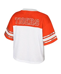 Colosseum Women's White Clemson Tigers Treasure Cropped Football Jersey