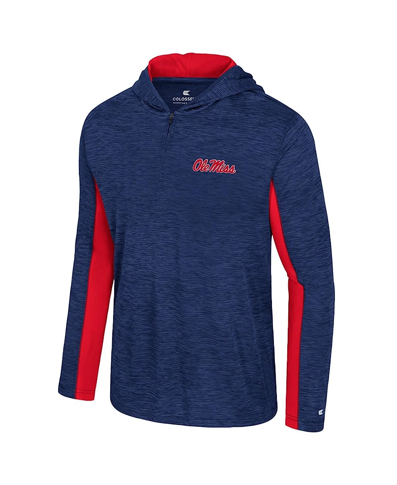 Colosseum Men's Navy Ole Miss Rebels Always Sunny Quarter-Zip Hoodie