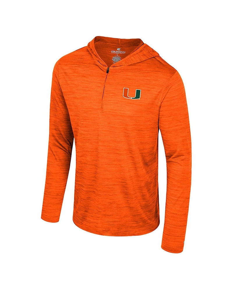 Colosseum Men's Orange Miami Hurricanes Always Sunny Lightweight Quarter-Zip Hoodie