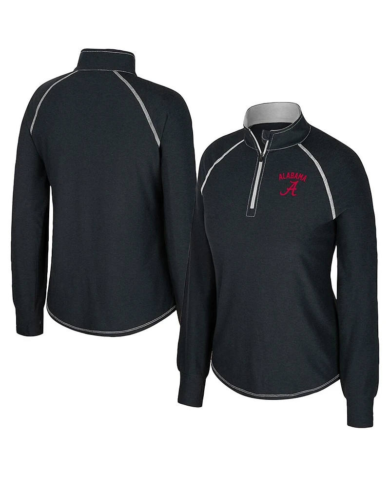 Colosseum Women's Black Alabama Crimson Tide Bikram Raglan Quarter-Zip Sweatshirt