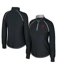 Colosseum Women's Black Alabama Crimson Tide Bikram Raglan Quarter-Zip Sweatshirt