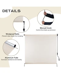 Aoodor 5% Openness Cordless Solar Fabric Roller Shade, Sun Shade for Outdoor Gazebo or Pergola, 95% Uv Protection Blinds Porch Backyard