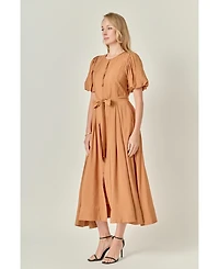 English Factory Women's Puff Sleeve Midi Dress