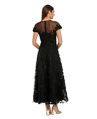 Mac Duggal Women's Embellished Lace Illusion Neck A-Line Midi Dress