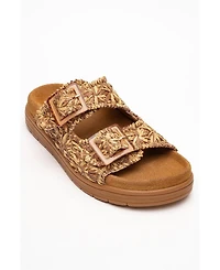 Forever & Always Shoes Milana Leather Double Strap Sandal (Women)