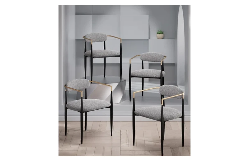 Morden Fort 47"Round Faux Marble Dining Set with 4 Boucle Dining Chairs for Kitchen, Dining Room