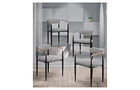 Morden Fort 47"Round Faux Marble Dining Set with 4 Boucle Dining Chairs for Kitchen, Dining Room