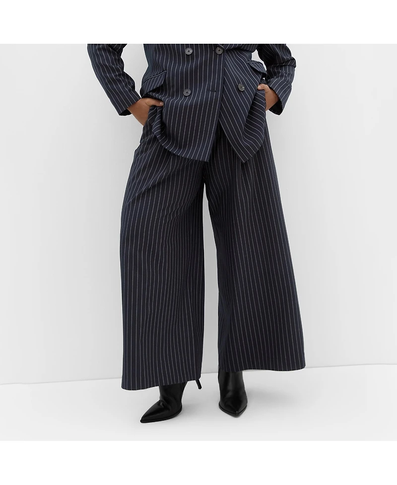 City Chic Women's Karla Pinstripe Wide Leg Pant