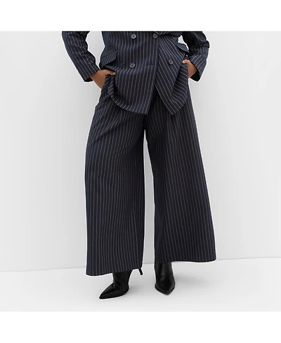 City Chic Women's Karla Pinstripe Wide Leg Pant