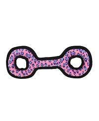 Tuffy Medium Tug-o-War Pink Leopard, Durable Plush Squeaky Dog Toy