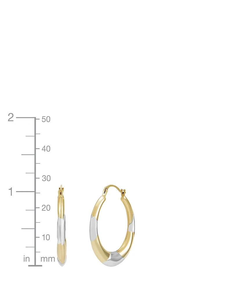 Macy's Polished Round Back to Back Rhodium Hoop Earrings in 10K Yellow Gold