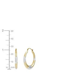 Macy's Polished Round Back to Back Rhodium Hoop Earrings in 10K Yellow Gold
