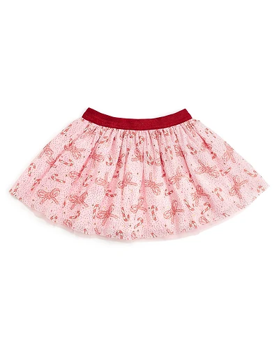 Sweet Wink Little and Big Girls Candy Cane Bow Printed Christmas Tutu Skirt