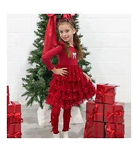Sweet Wink Toddler Girls Christmas Pearl Long Sleeve Tutu Dress