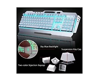 Wireless Gaming Keyboard and Mouse Combo - Backlit Keyboard with Rechargeable 3000mAh Battery,Removable Wrist Rest and 7 Color Mute Mouse