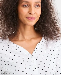 Style & Co Women's Printed 3/4-Sleeve Henley Top, Macy's Exclusive